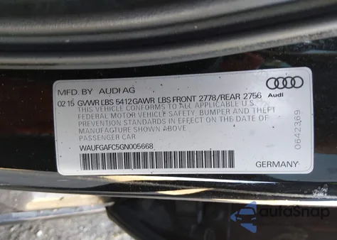 2016 Audi A6 3.0T Premium Plus z USA, uszkodzony, nr VIN WAUFGAFC5GN005668